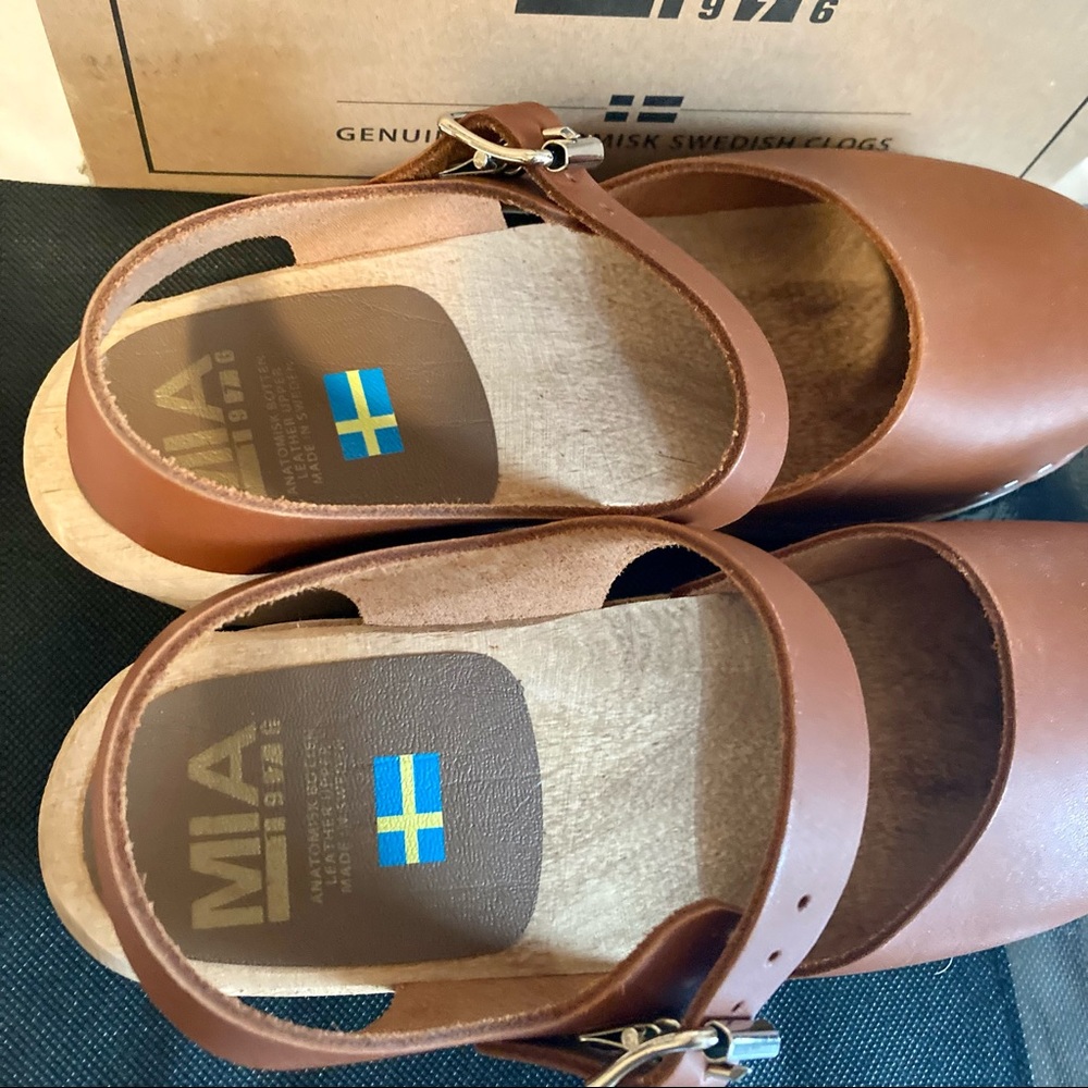 MIA Cognac Brown Leather Clog Mules - Picture 9 of 15